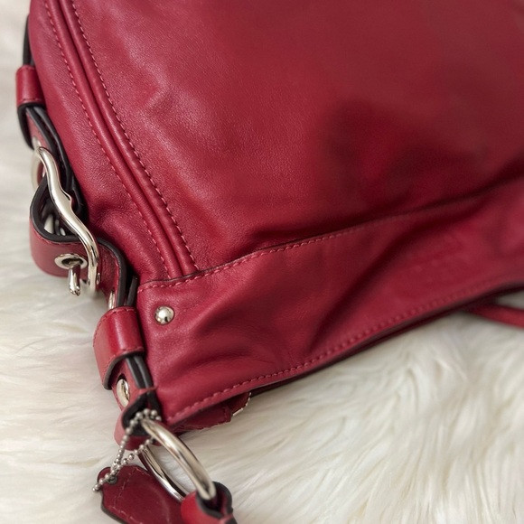 Coach Cherry Red Leather Shoulder Bag #F12071 - Picture 4 of 14